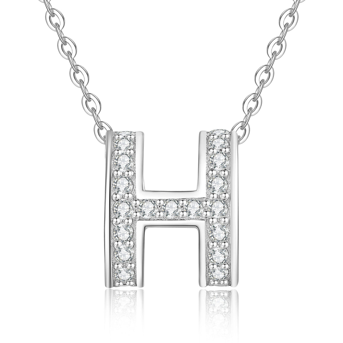 [Avelora]FULL-PAVE "H" MOISSANITE PENDANT NECKLACE
