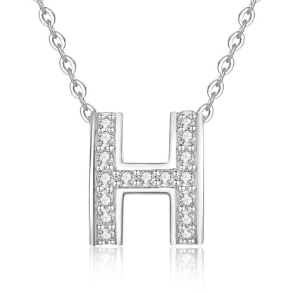 [Avelora]FULL-PAVE "H" MOISSANITE PENDANT NECKLACE