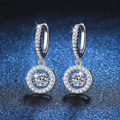 [Avelora]DANCING MOISSANITE HALO DROP HOOP EARRINGS