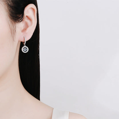 [Avelora]DANCING MOISSANITE HALO DROP HOOP EARRINGS