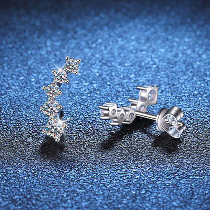 [Avelora]SPARKLING SMILE ARC MOISSANITE STUD EARRINGS