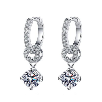 [Avelora]INTERLOCKING DOUBLE RING MOISSANITE DROP EARRINGS