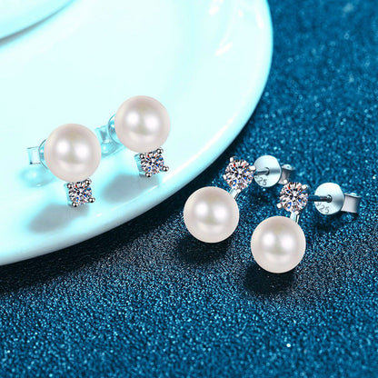 [Avelora]ELEGANT NATURAL PEARL & MOISSANITE DROP EARRINGS