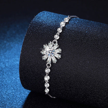 [Avelora]RADIANT ICY CRYSTAL SUNFLOWER MOISSANITE BRACELET