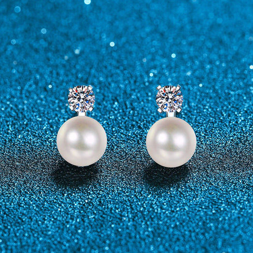 [Avelora]ELEGANT NATURAL PEARL & MOISSANITE DROP EARRINGS