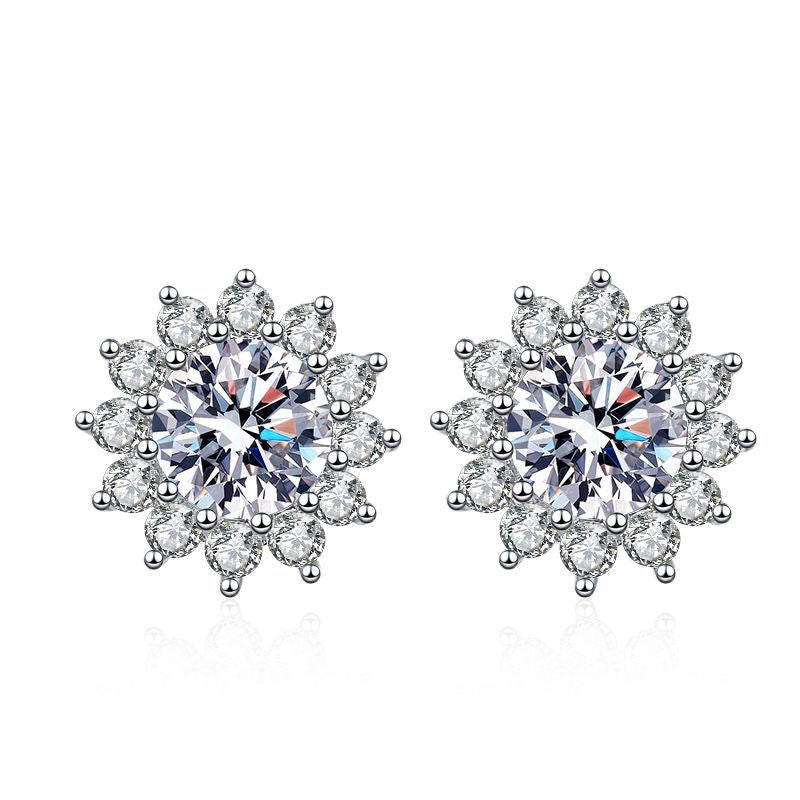 [Avelora]BLOOMING SUNFLOWER MOISSANITE STUD EARRINGS
