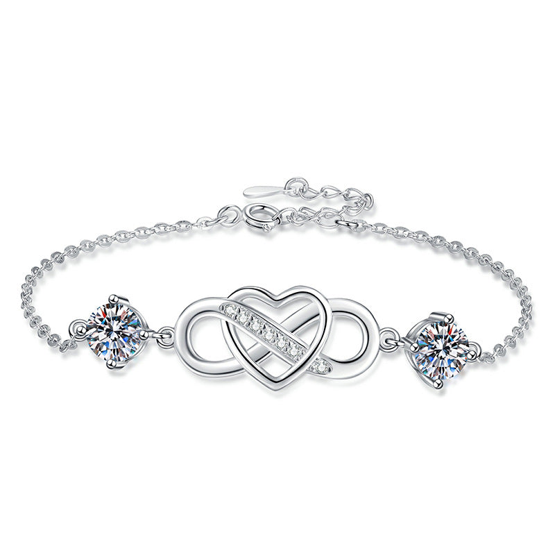 [Avelora]DOUBLE-STONE "LOVE LINK" MOISSANITE BRACELET