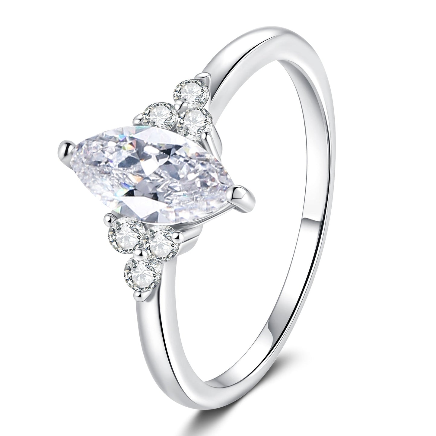 [Avelora]ELEGANT MARQUISE CUT MOISSANITE RING WITH SIDE ACCENTS