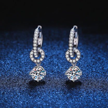 [Avelora]INTERLOCKING DOUBLE RING MOISSANITE DROP EARRINGS