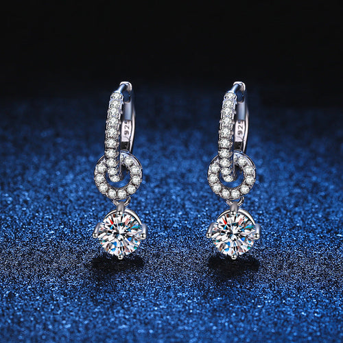 [Avelora]INTERLOCKING DOUBLE RING MOISSANITE DROP EARRINGS