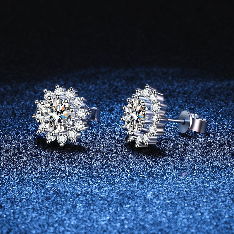[Avelora]BLOOMING SUNFLOWER MOISSANITE STUD EARRINGS