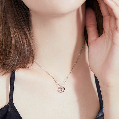 [Avelora]GEOMETRIC SUGAR-CUBE MOISSANITE NECKLACE