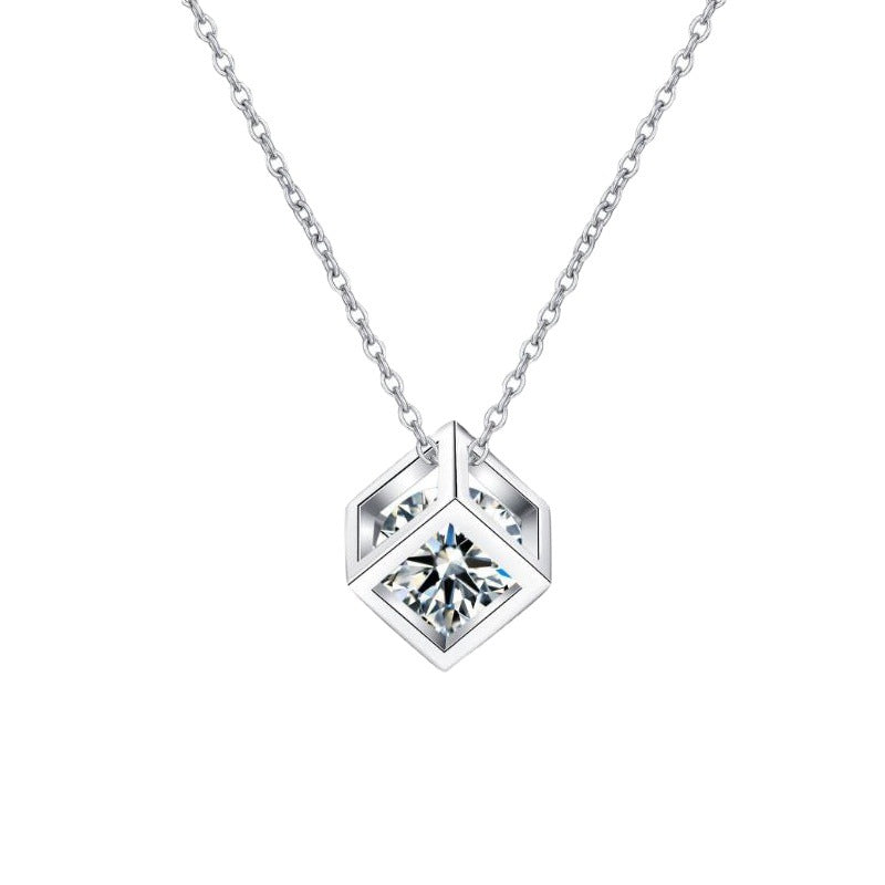 [Avelora]GEOMETRIC SUGAR-CUBE MOISSANITE NECKLACE