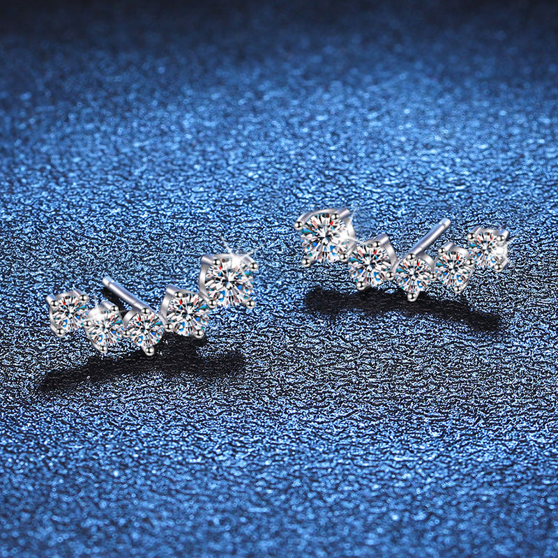 [Avelora]SPARKLING SMILE ARC MOISSANITE STUD EARRINGS