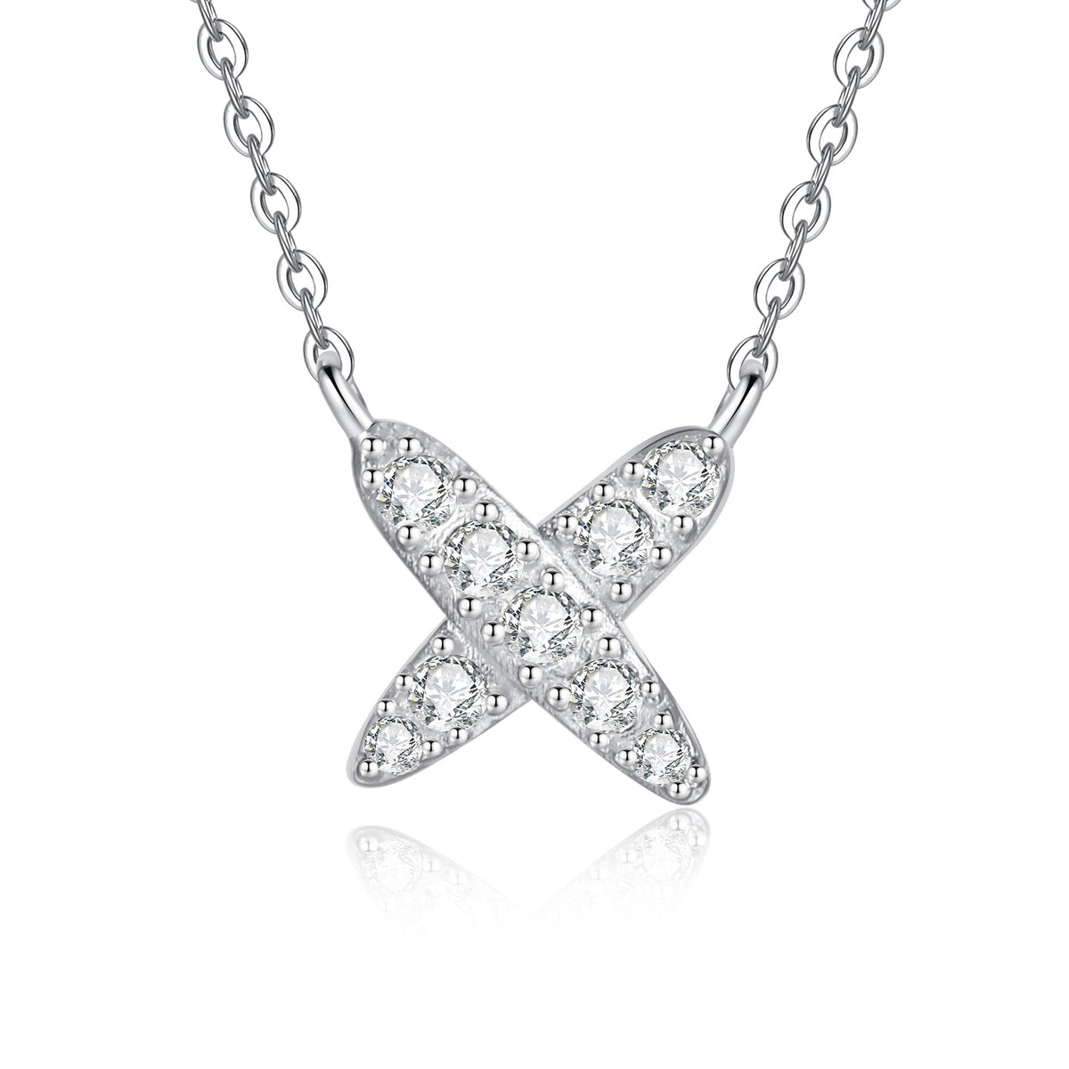 [Avelora]MODERN X-SHAPE PAVÉ MOISSANITE NECKLACE