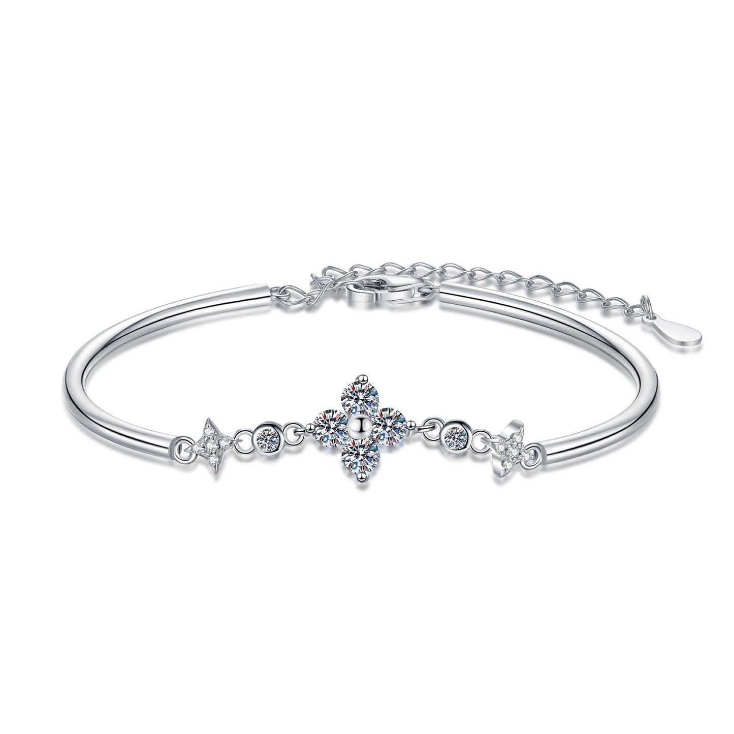 [Avelora]CLOVER & TWIN-STAR MOISSANITE BRACELET