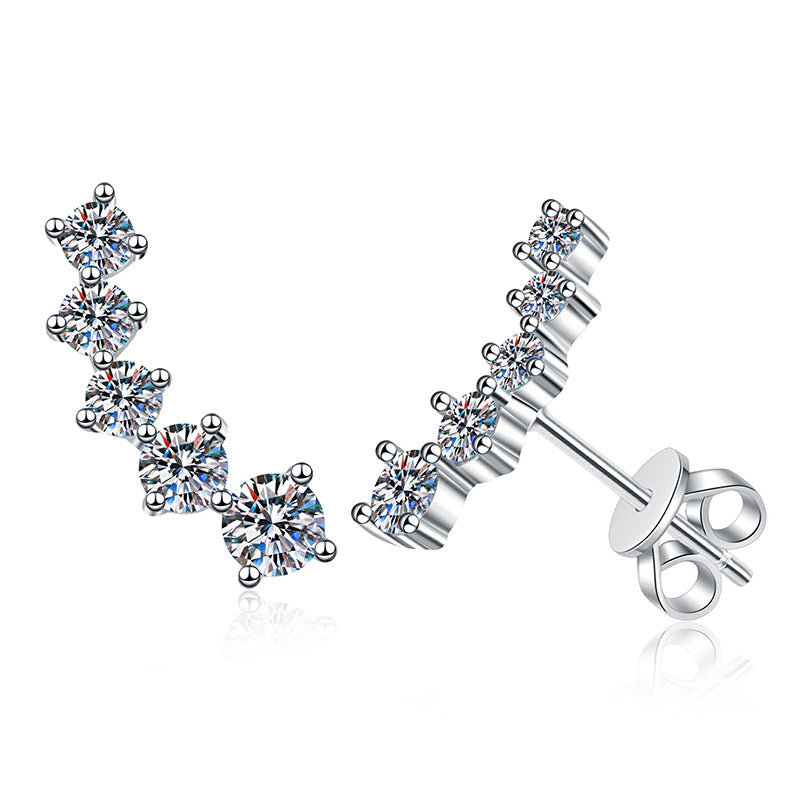 [Avelora]SPARKLING SMILE ARC MOISSANITE STUD EARRINGS