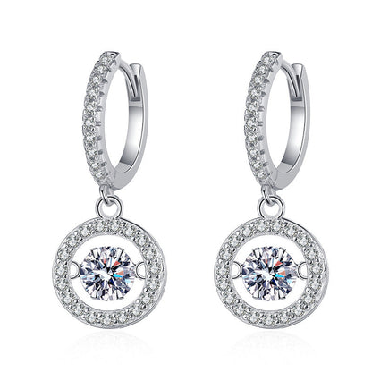 [Avelora]DANCING MOISSANITE HALO DROP HOOP EARRINGS