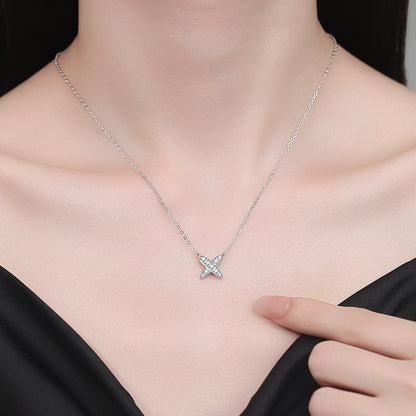 [Avelora]MODERN X-SHAPE PAVÉ MOISSANITE NECKLACE