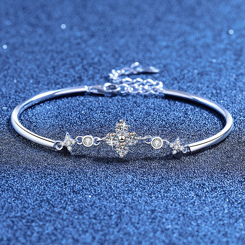 [Avelora]CLOVER & TWIN-STAR MOISSANITE BRACELET