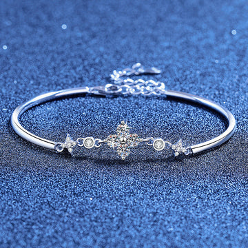 [Avelora]CLOVER & TWIN-STAR MOISSANITE BRACELET