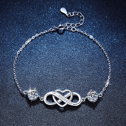 [Avelora]DOUBLE-STONE "LOVE LINK" MOISSANITE BRACELET