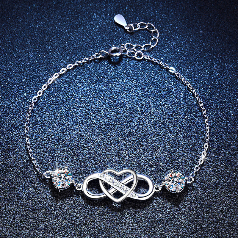 [Avelora]DOUBLE-STONE "LOVE LINK" MOISSANITE BRACELET