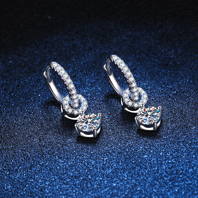 [Avelora]INTERLOCKING DOUBLE RING MOISSANITE DROP EARRINGS