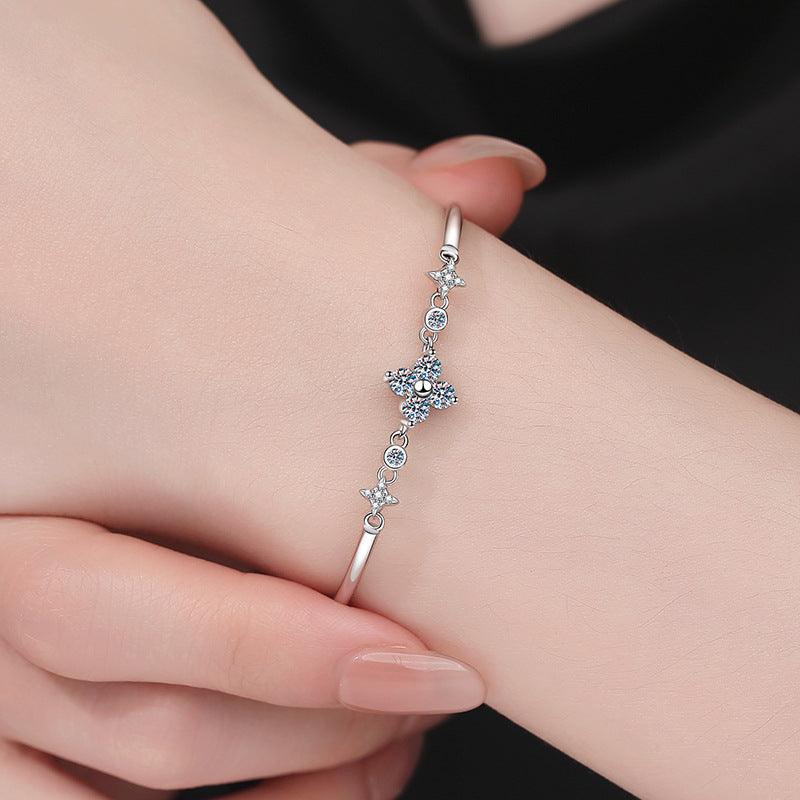 [Avelora]CLOVER & TWIN-STAR MOISSANITE BRACELET