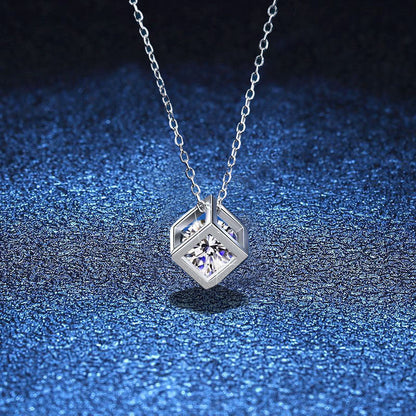 [Avelora]GEOMETRIC SUGAR-CUBE MOISSANITE NECKLACE
