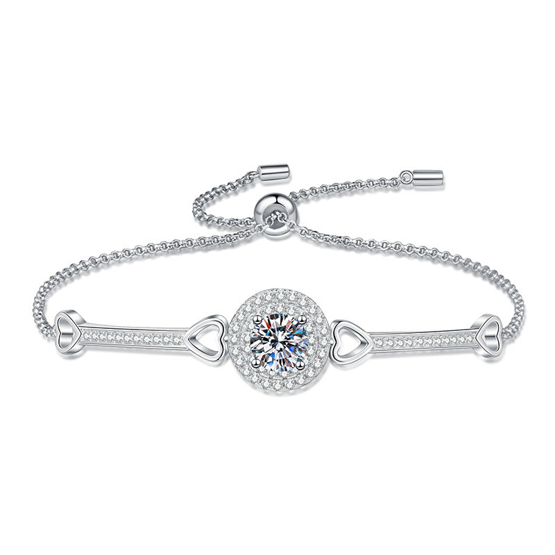[Avelora]INTERLOCKING HEART & CIRCLE MOISSANITE BRACELET