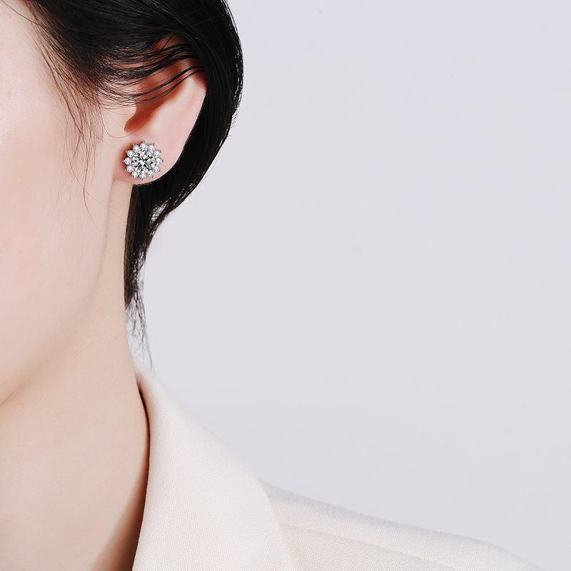 [Avelora]BLOOMING SUNFLOWER MOISSANITE STUD EARRINGS