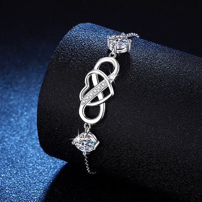 [Avelora]DOUBLE-STONE "LOVE LINK" MOISSANITE BRACELET