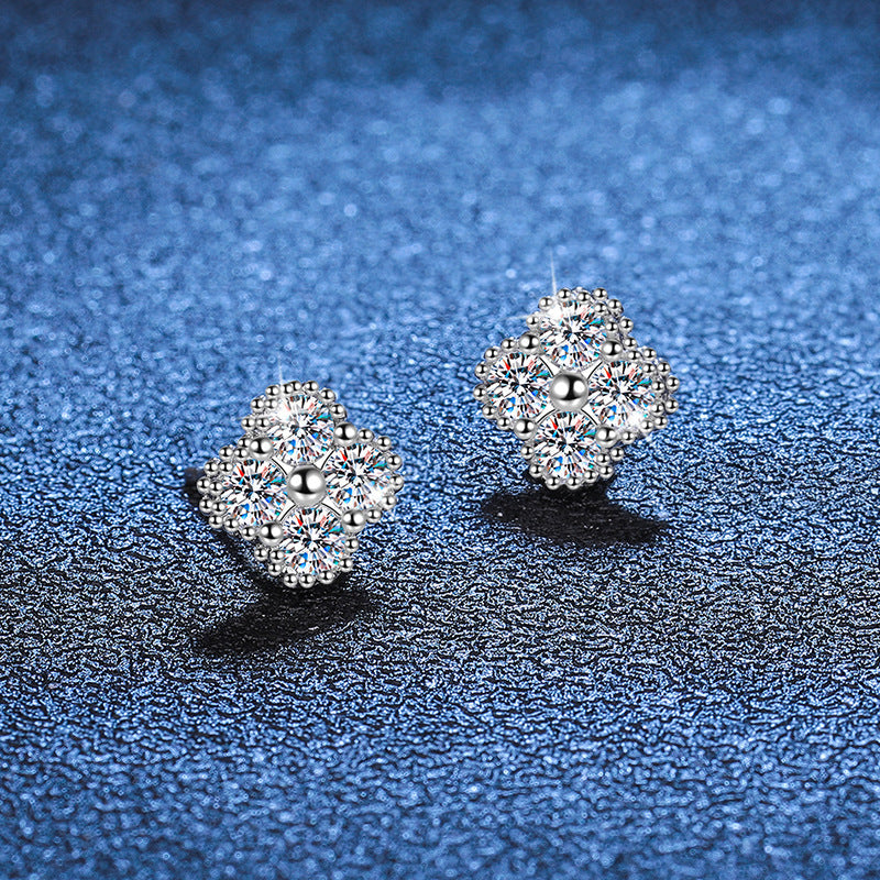 [Avelora]ELEGANT FOUR-LEAF CLOVER MOISSANITE STUD EARRINGS