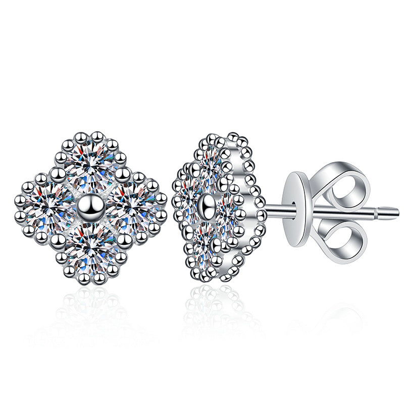 [Avelora]ELEGANT FOUR-LEAF CLOVER MOISSANITE STUD EARRINGS