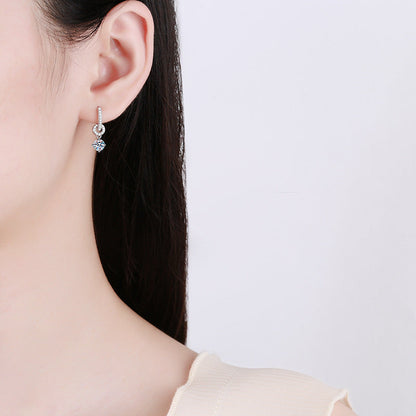 [Avelora]INTERLOCKING DOUBLE RING MOISSANITE DROP EARRINGS