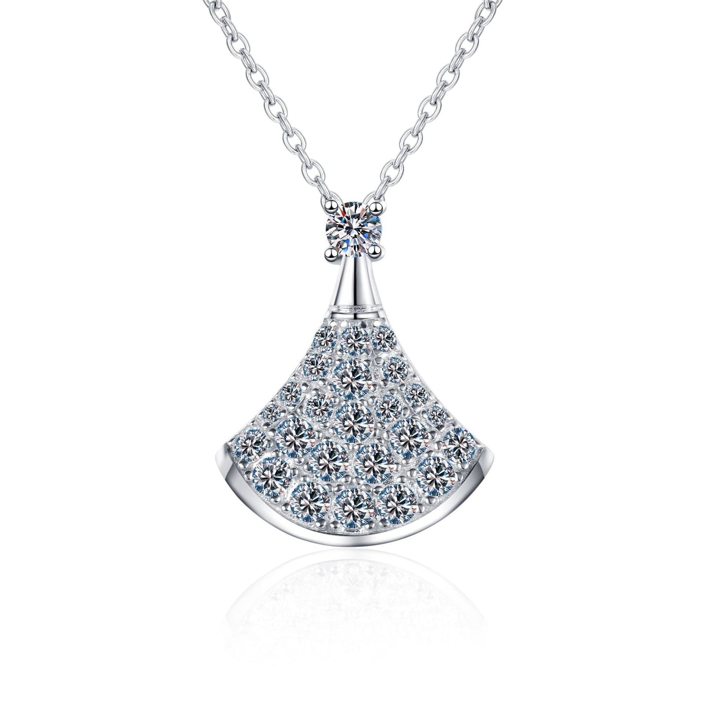 [Avelora]ELEGANT FAN-SHAPED MOISSANITE PENDANT NECKLACE