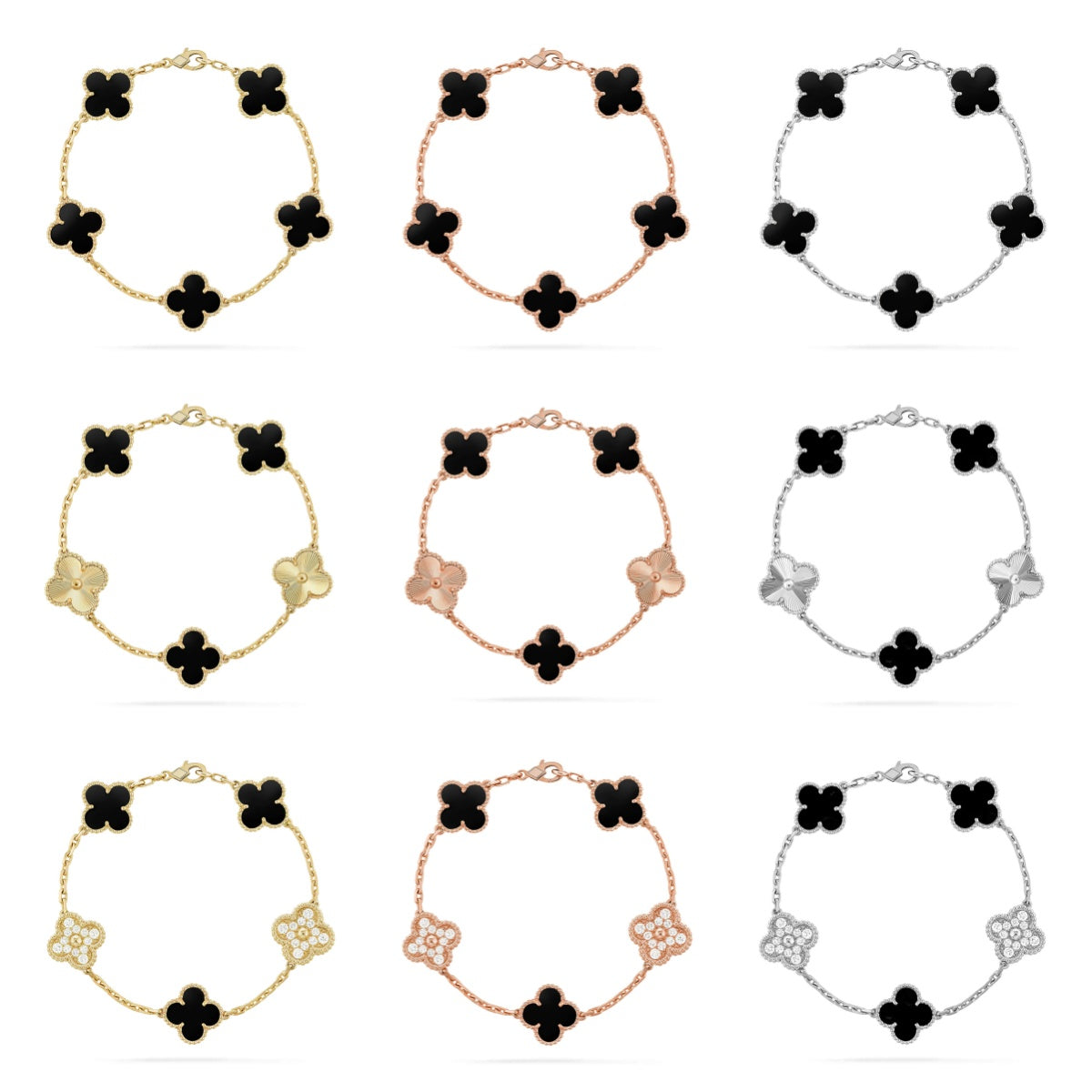 [Avelora Jewelry ] CLOVER 5 MOTIF ONYXS BRACELET COLLECTION
