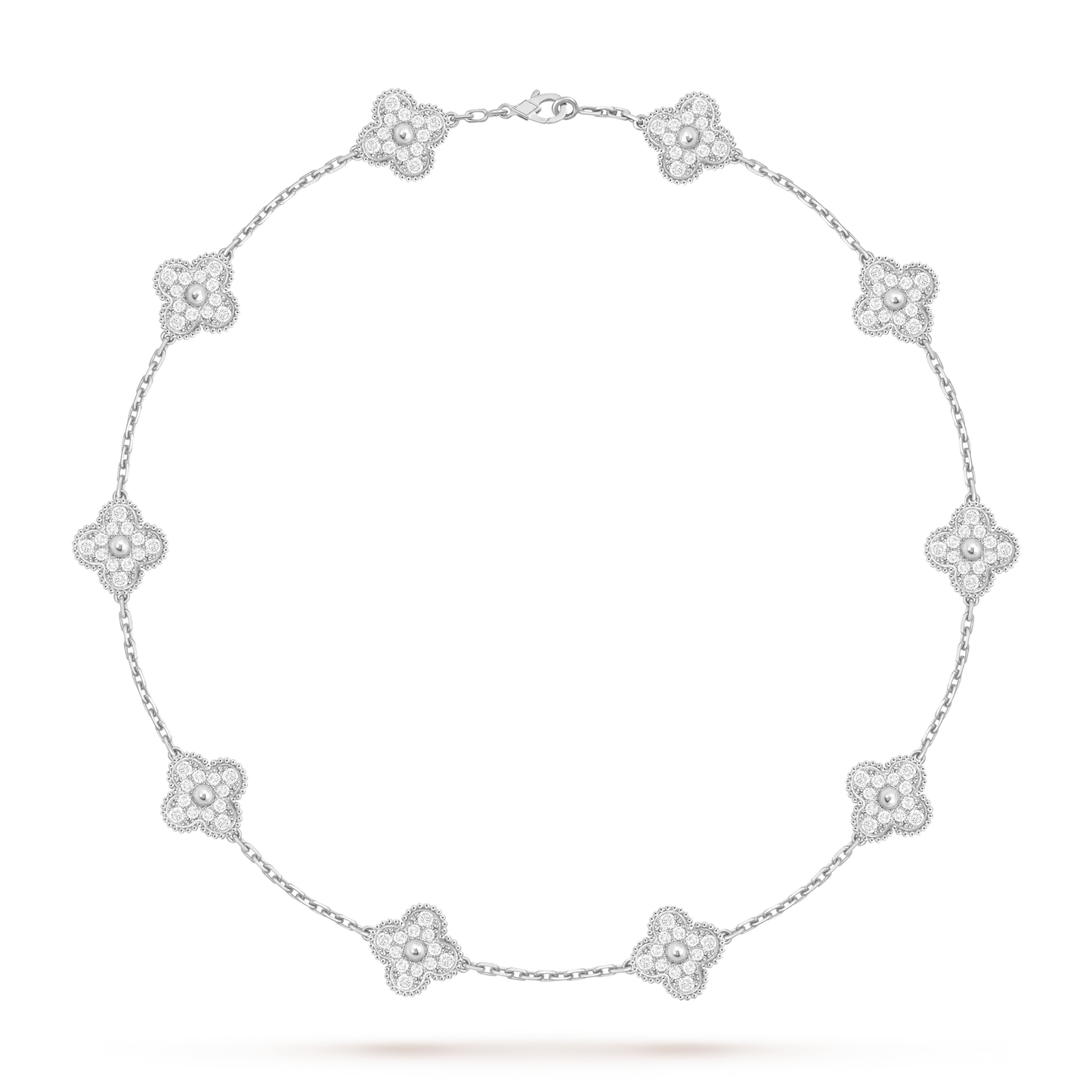 [Avelora]CLASSIC LUCKY 10-MOTIF CLOVER NECKLACE WHITE GOLD COLLECTION