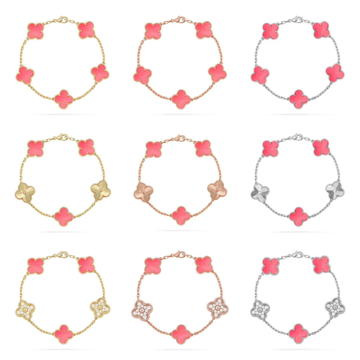 [Avelora Jewelry ] CLOVER 5 MOTIFS  PINK MOP BRACELET COLLECTION