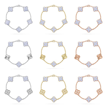 [Avelora Jewelry ] CLOVER 5 MOTIF PURPLE CHALCEDONY BRACELET COLLECTION