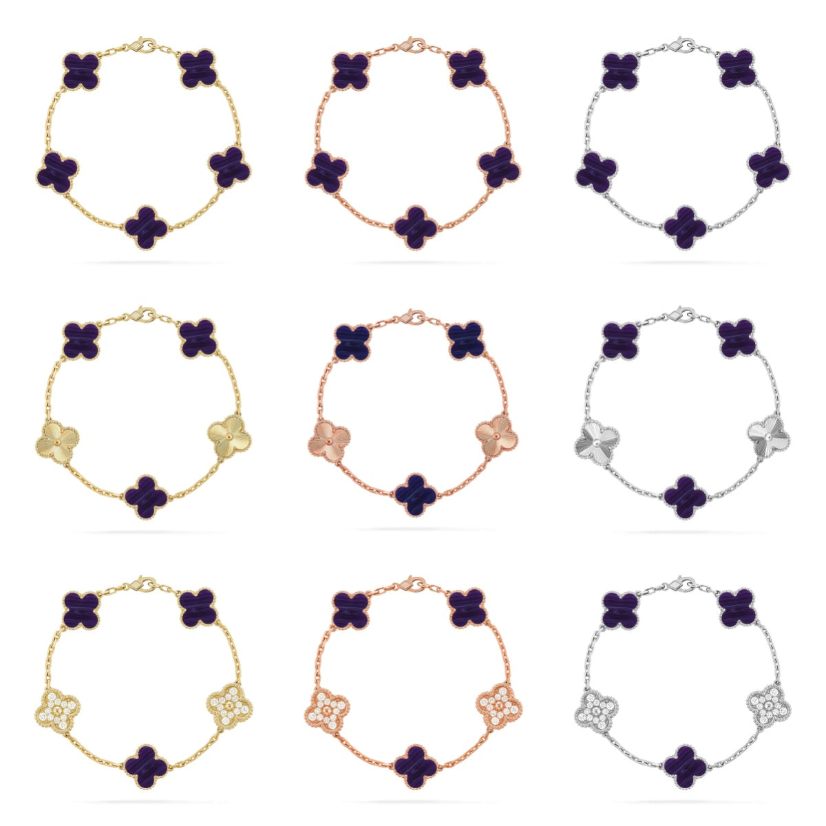 [Avelora Jewelry ]CLOVER 5 MOTIF PURPLE STRIPES BRACELET COLLECTION
