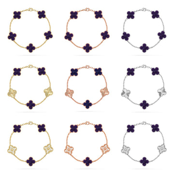 [Avelora Jewelry ]CLOVER 5 MOTIF PURPLE STRIPES BRACELET COLLECTION