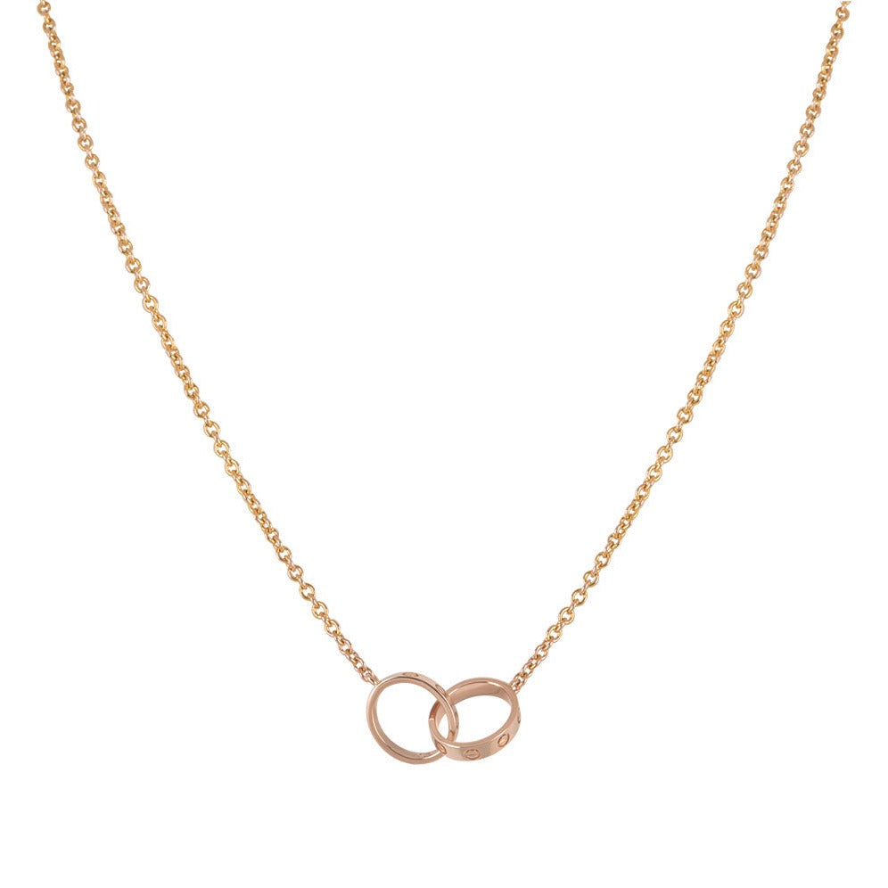 [Avelora Jewelry ]LOVE NECKLACE DOUBLE RING PINK GOLD