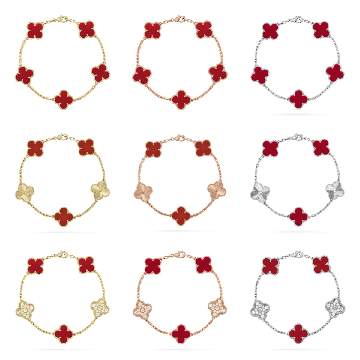 [Avelora Jewelry ] CLOVER 5 MOTIF RED CORNELIAN BRACELET COLLECTION