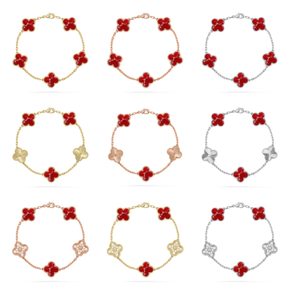 [Avelora Jewelry ]CLOVER 5 MOTIF RED PATTERN BRACELET COLLECTION