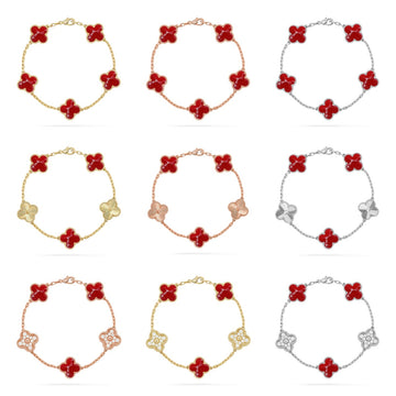 [Avelora Jewelry ]CLOVER 5 MOTIF RED PATTERN BRACELET COLLECTION