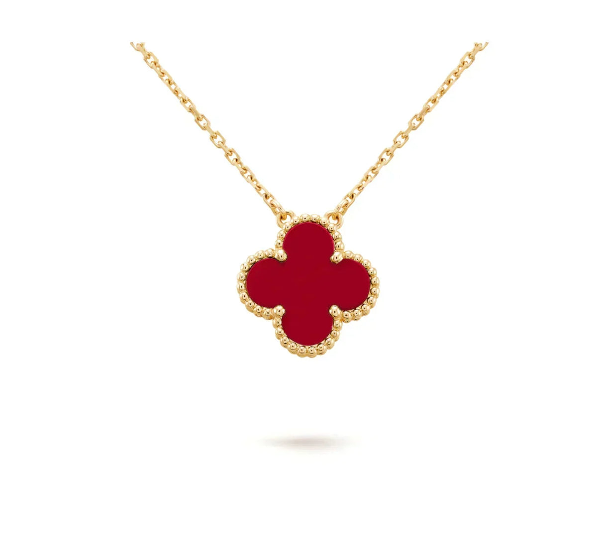 [Avelora Jewelry ]CLOVER 15MM CARNELIAN SINGLE FLOWER NECKLACE