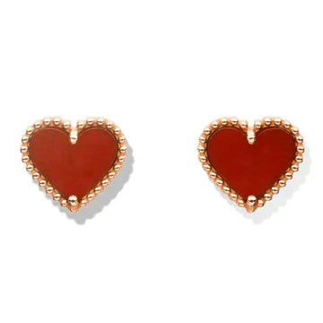 [Avelora Jewelry ]HEART CARNELIAN STUD EARRINGS