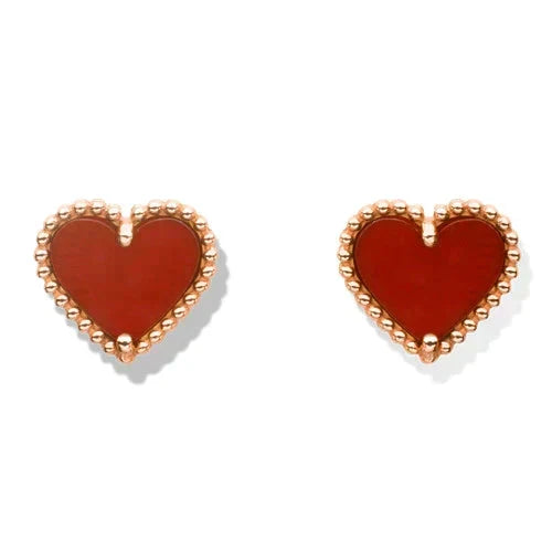 [Avelora Jewelry ]HEART CARNELIAN STUD EARRINGS